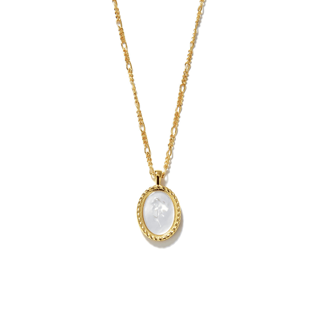 18k Gold Plated Aurora Flower Silver Women's Necklace with White Gold Rose Pendant