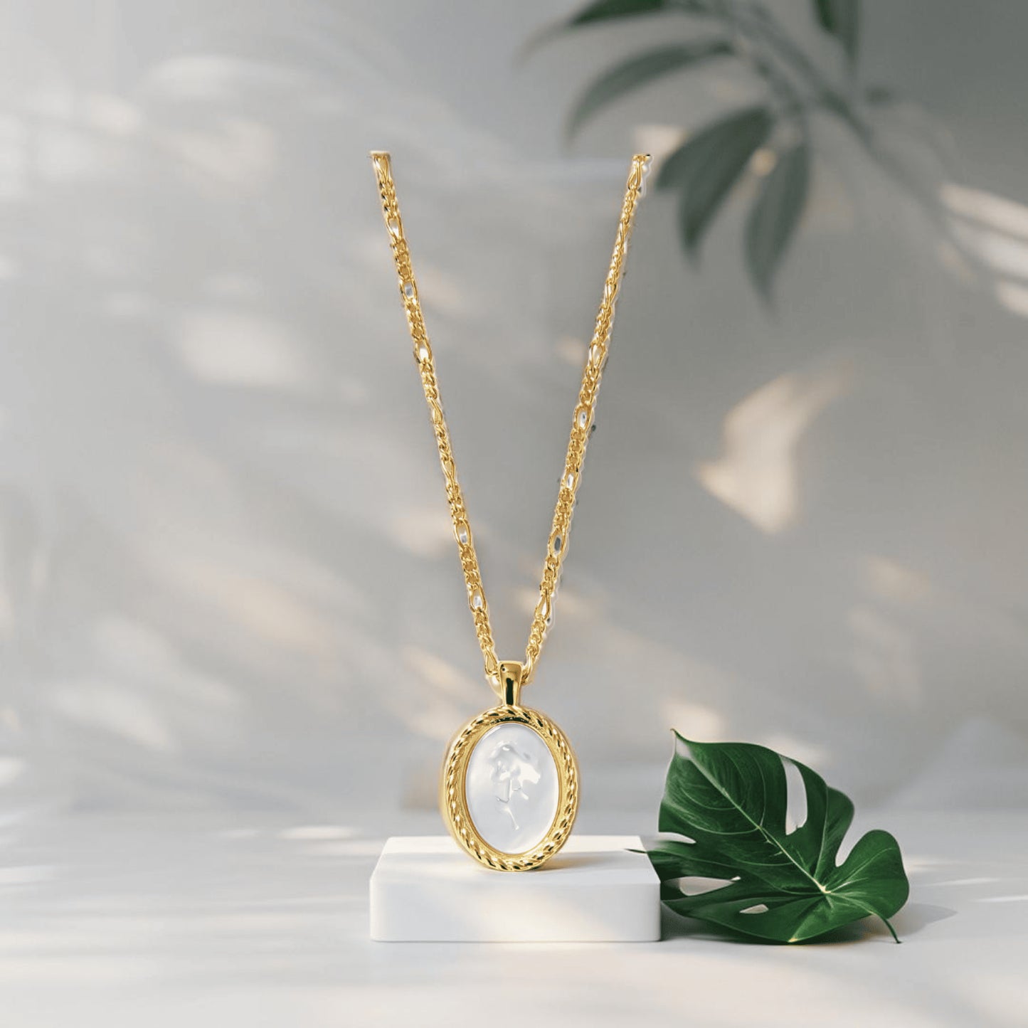 18k Gold Plated Aurora Flower Silver Women's Necklace with White Gold Rose Pendant