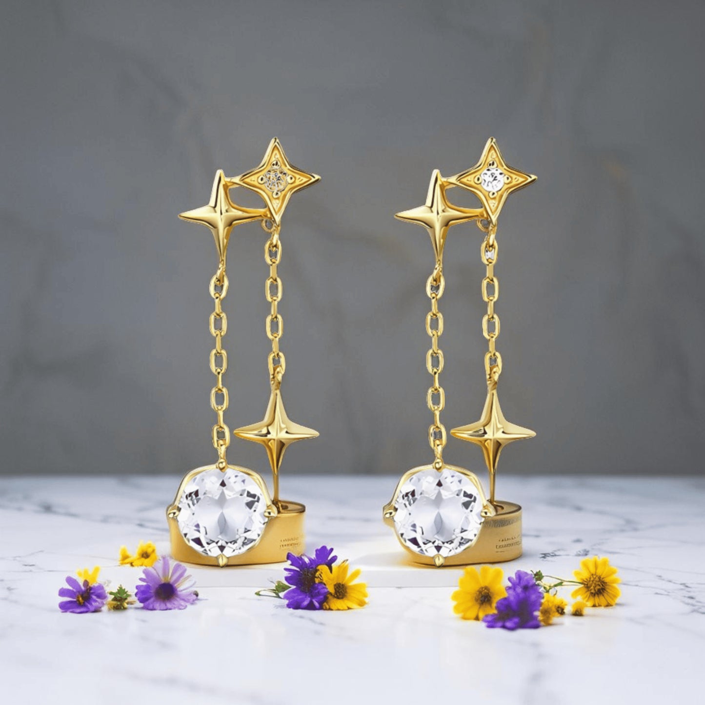 Gold Plated Silver Stars Earring