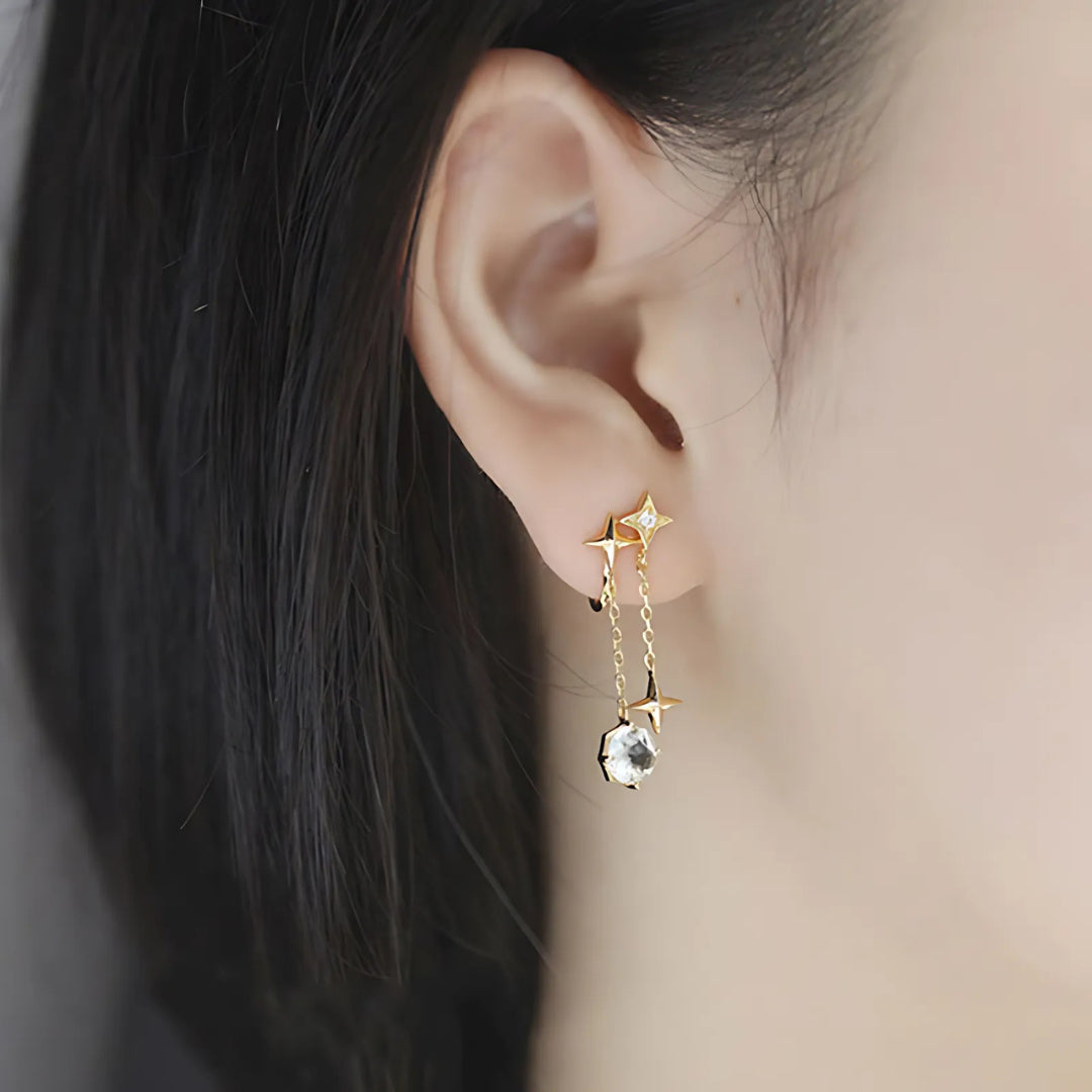 Gold Plated Silver Stars Earring