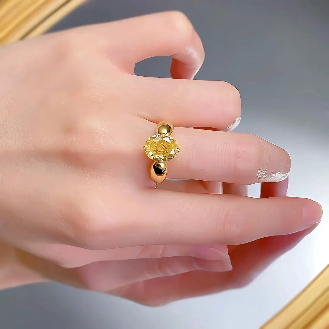 Sun Moon Gold Plated Silver Ring
