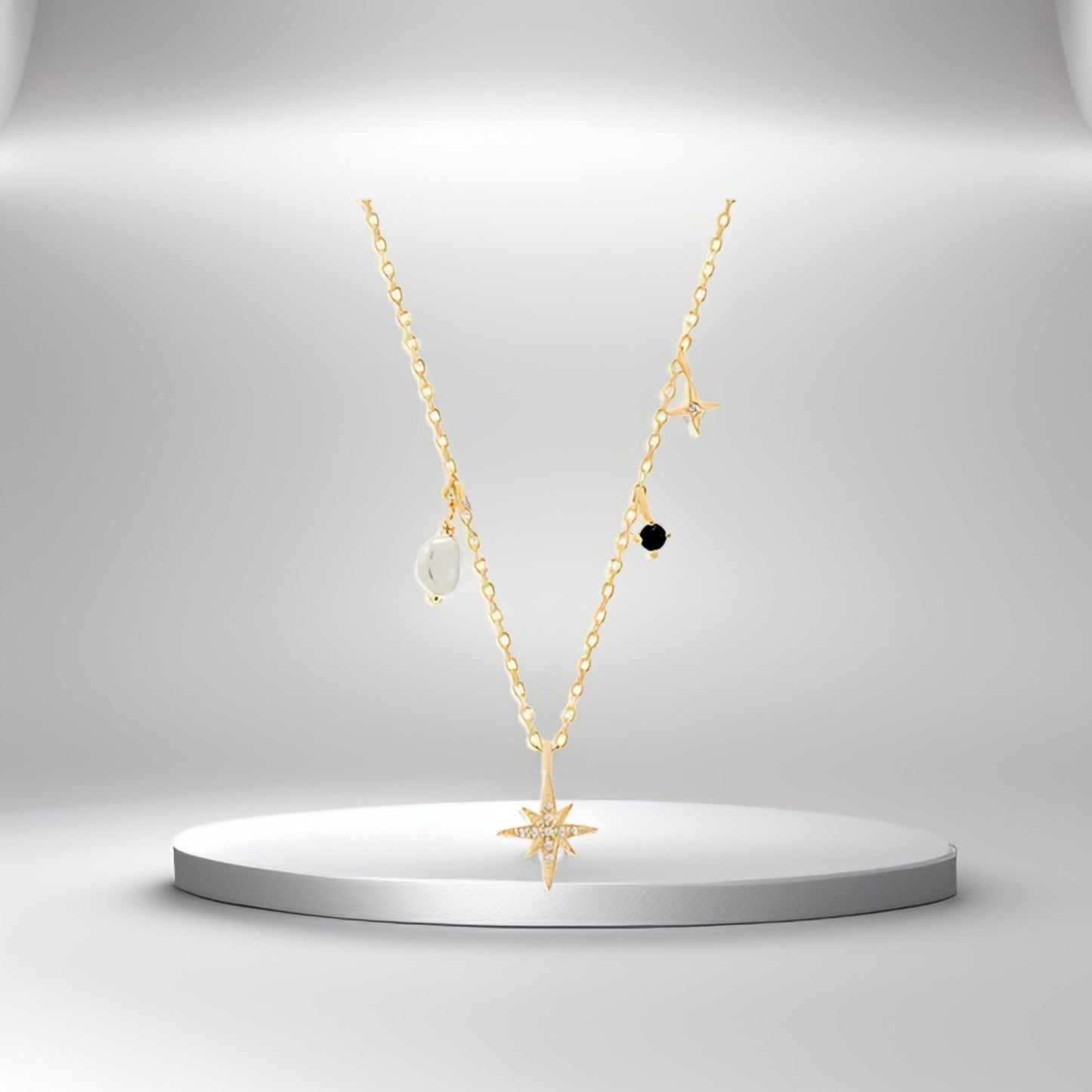 Heart of the Sea Silver Women's Necklace with 18K Gold Plated Natural Pearl