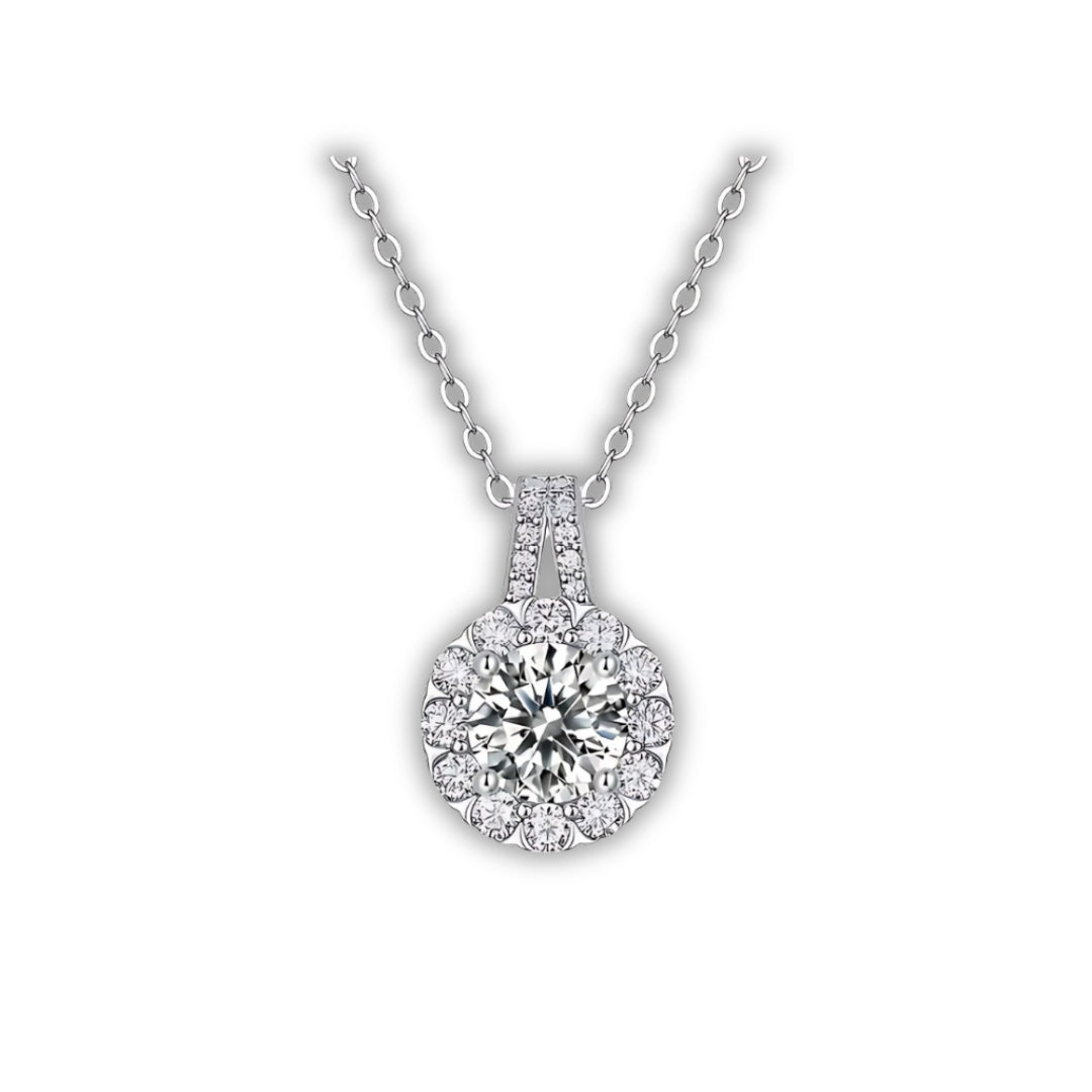 Silver Necklace with Shiny Sunflower Pendant