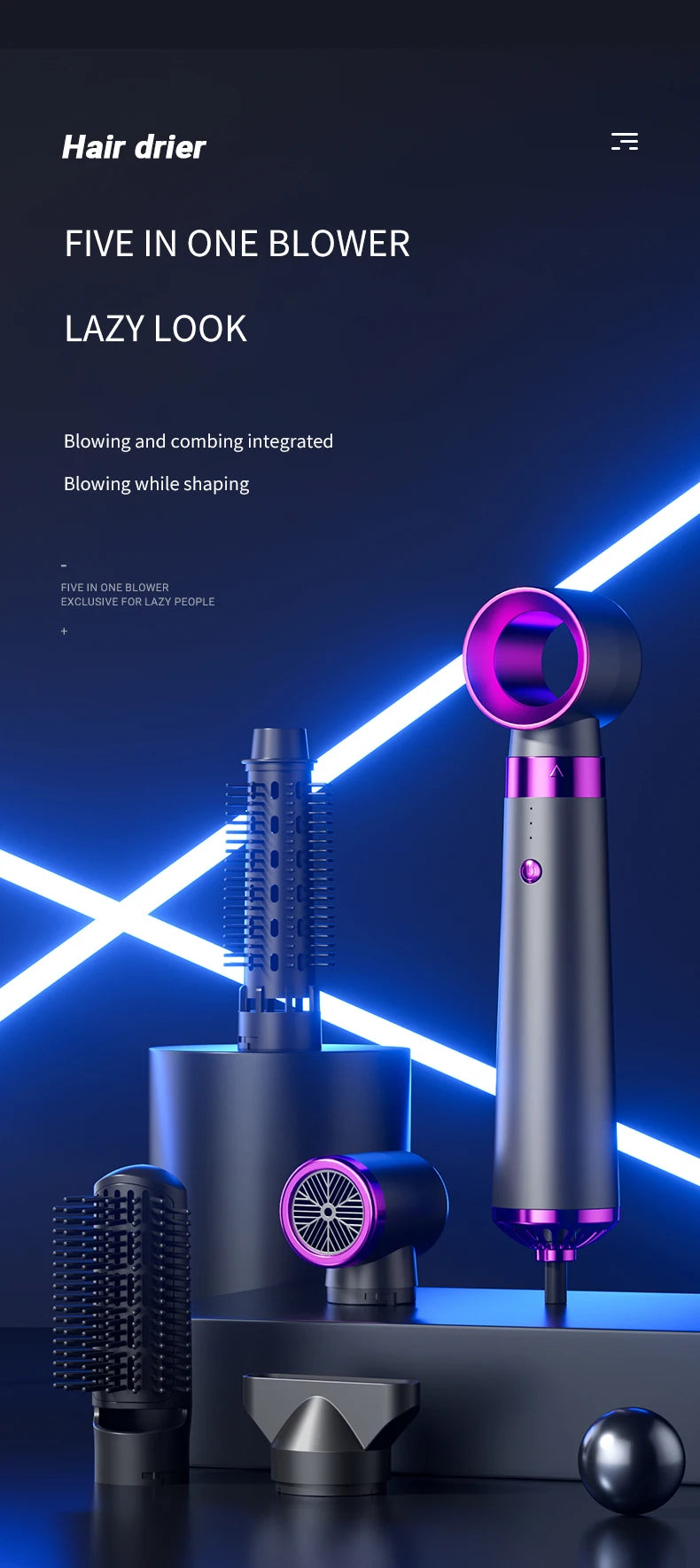 5 in 1 Kit: Salon Hairstyle in Minutes at Home (dry/curly/smooth/styled/fluffy)