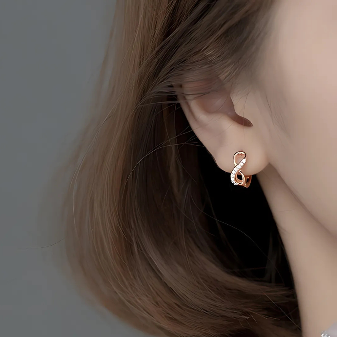 Silver Earring Infinite Moon Rose Gold Plated
