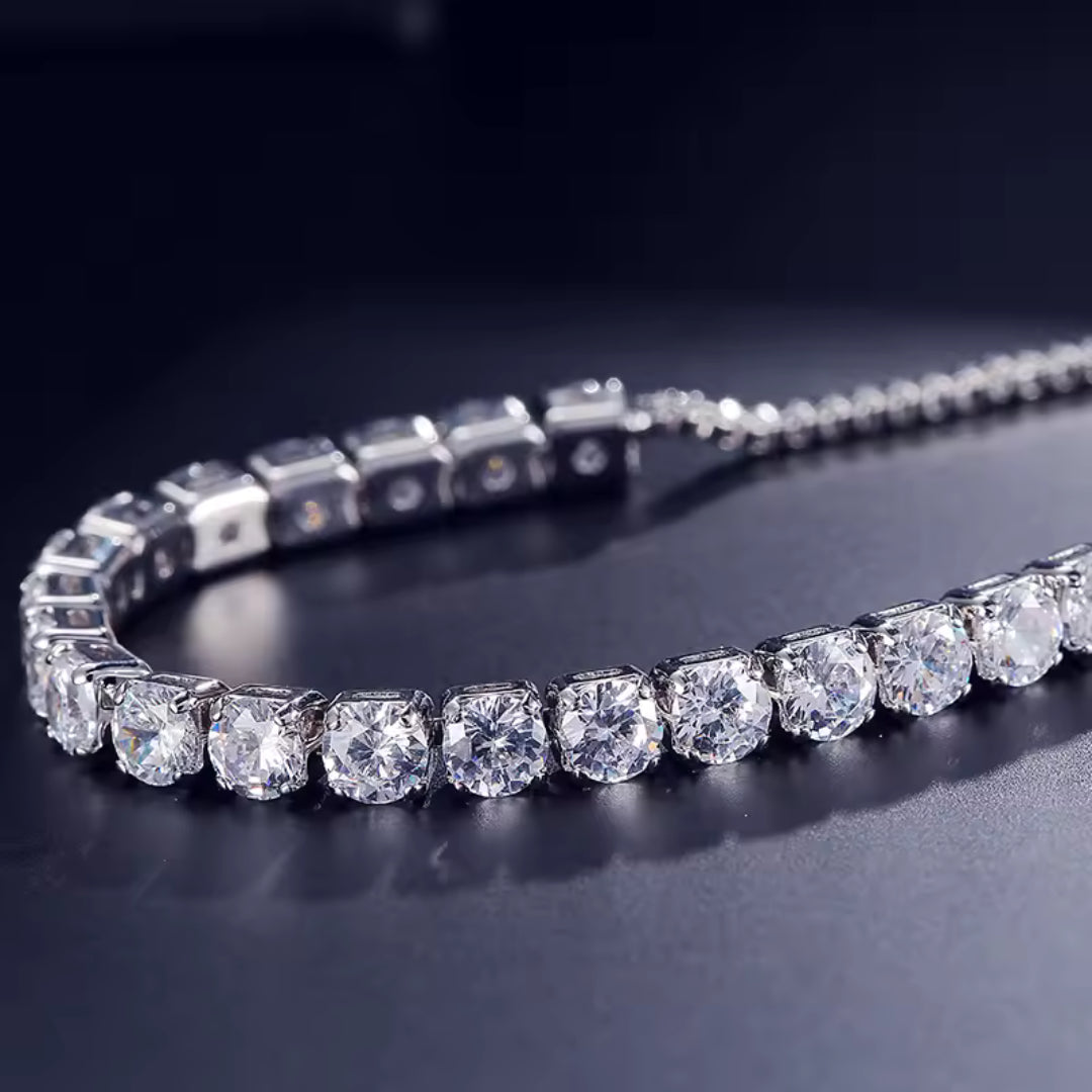 Supreme Link Silver Bracelet Set With Diamonds