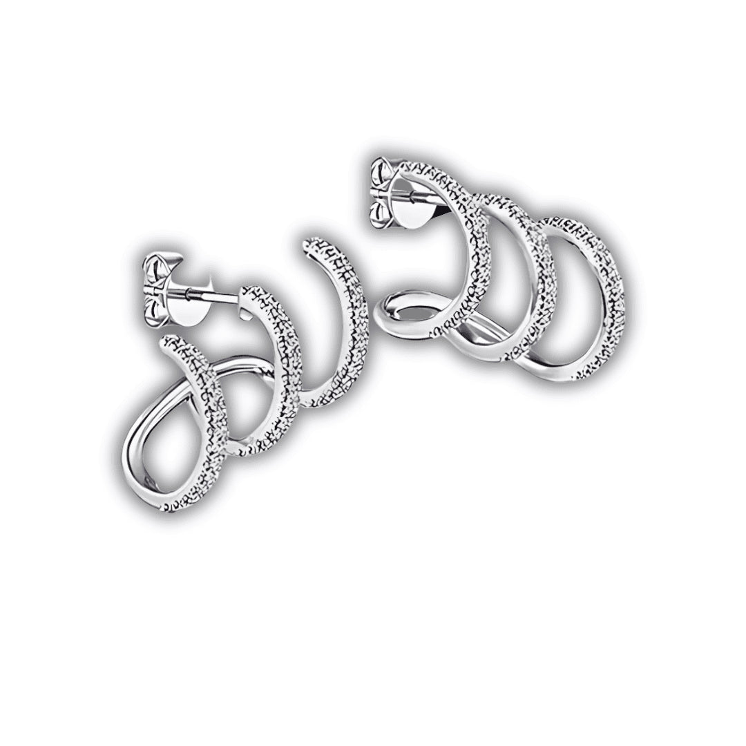 Trident Moon Silver Diamond-Set Women's Earring