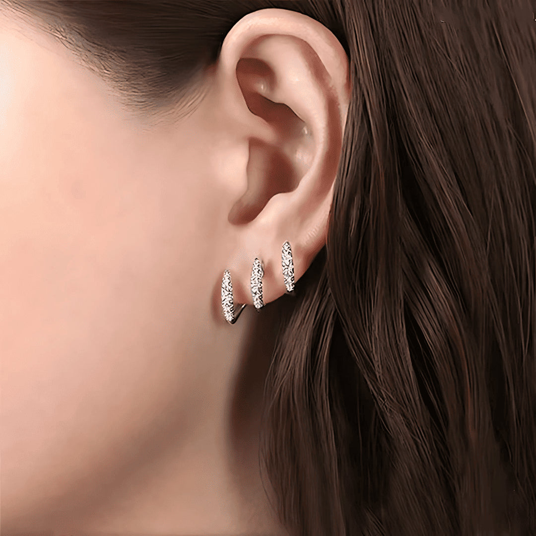 Trident Moon Silver Diamond-Set Women's Earring