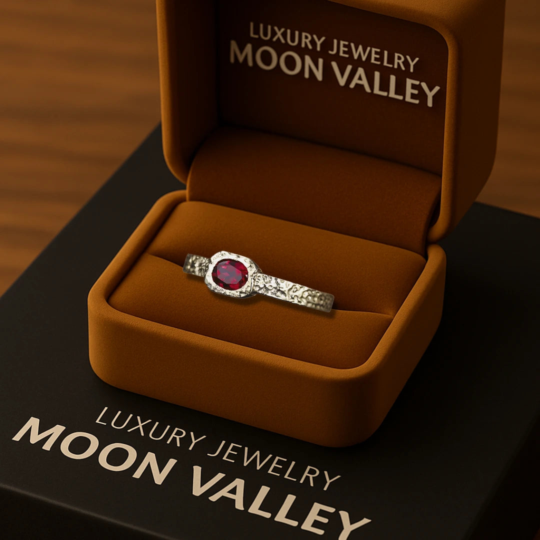 Red Soul Women's Ring in Gold-Plated Silver With Red Gemstone