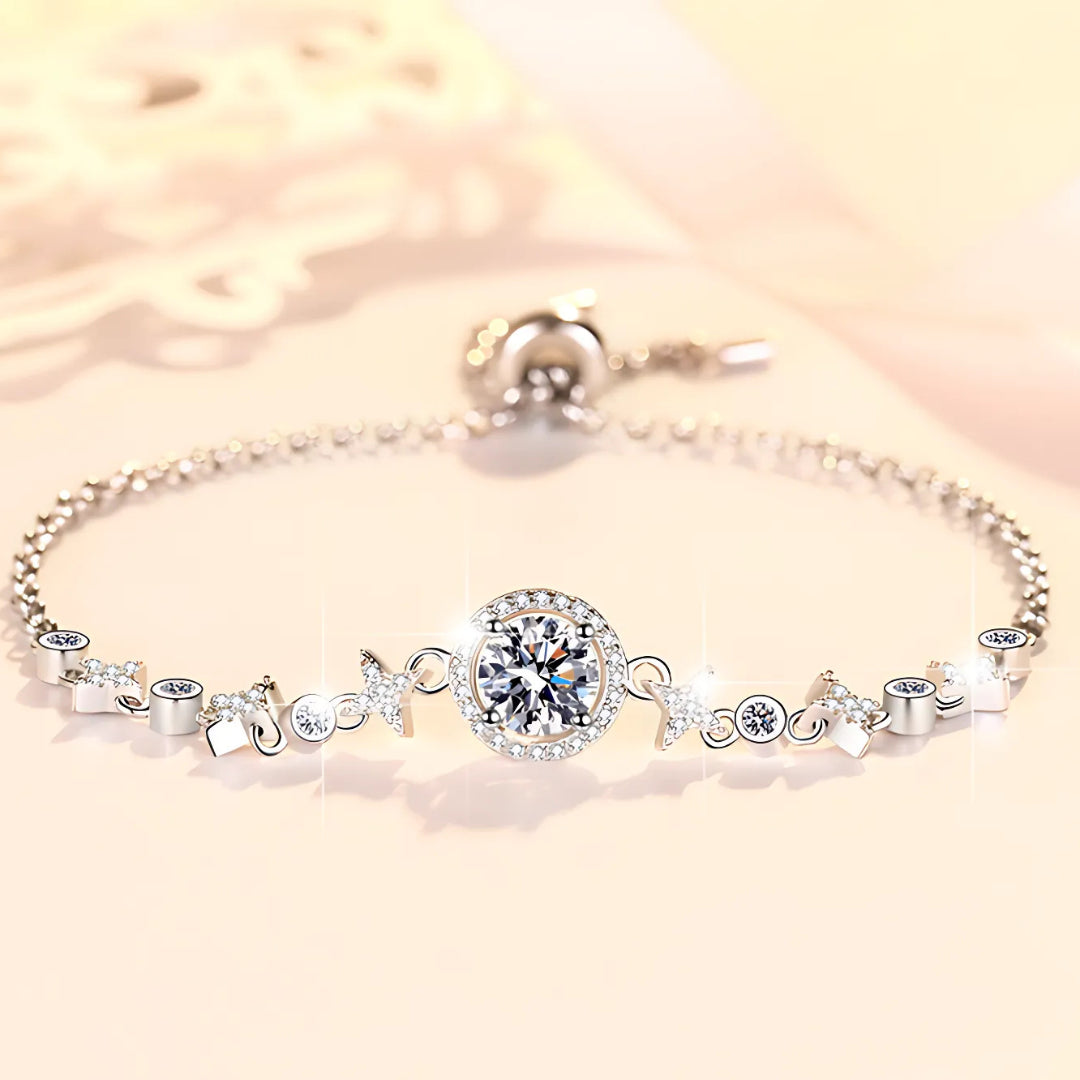Studded Silver Star Charm Bracelet