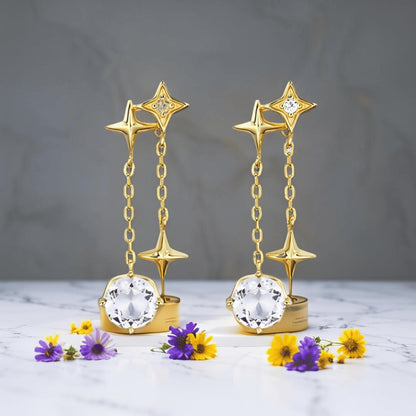 Gold Plated Silver Stars Earring
