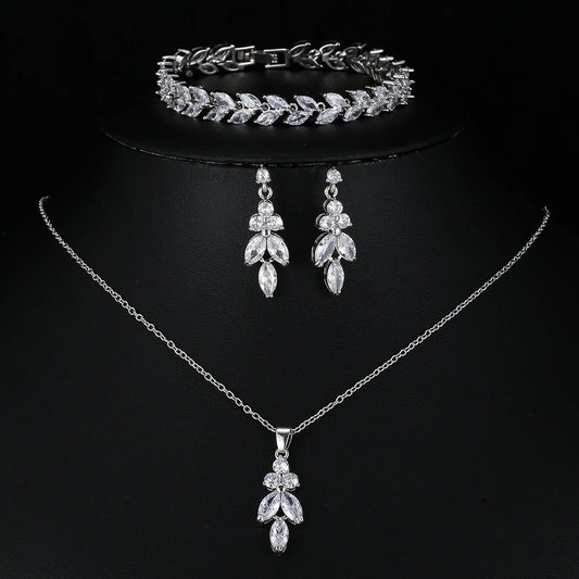 Exclusive Set of Earring, Bracelet and Necklace Set in Silver