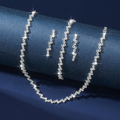 Shiny Silver Earring, Bracelet and Necklace Set