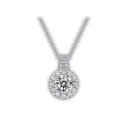 Silver Necklace with Shiny Sunflower Pendant