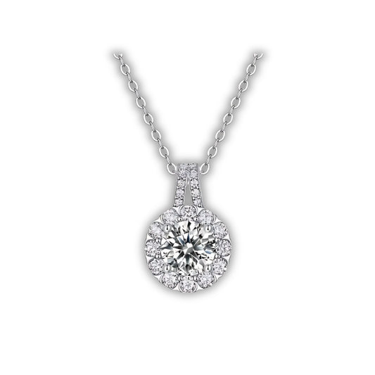 Silver Necklace with Shiny Sunflower Pendant