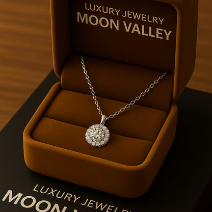 Silver Necklace with Shiny Sunflower Pendant