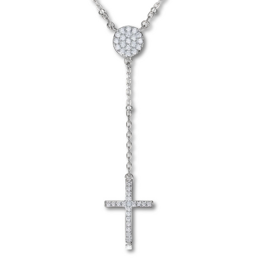 Rosary Necklace Silver
