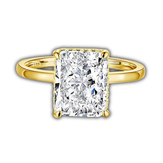 Women's Rectangular Sapphire Gold Plated Silver Royalty Ring