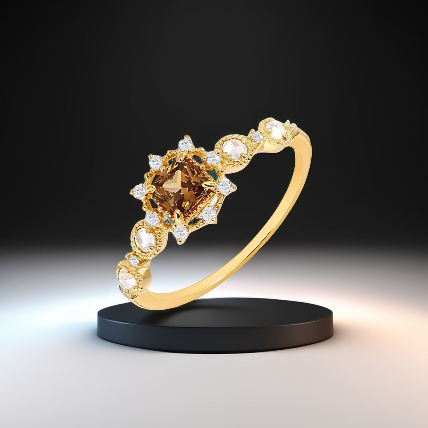Silver Ring Women Gold Plated with Gemstone