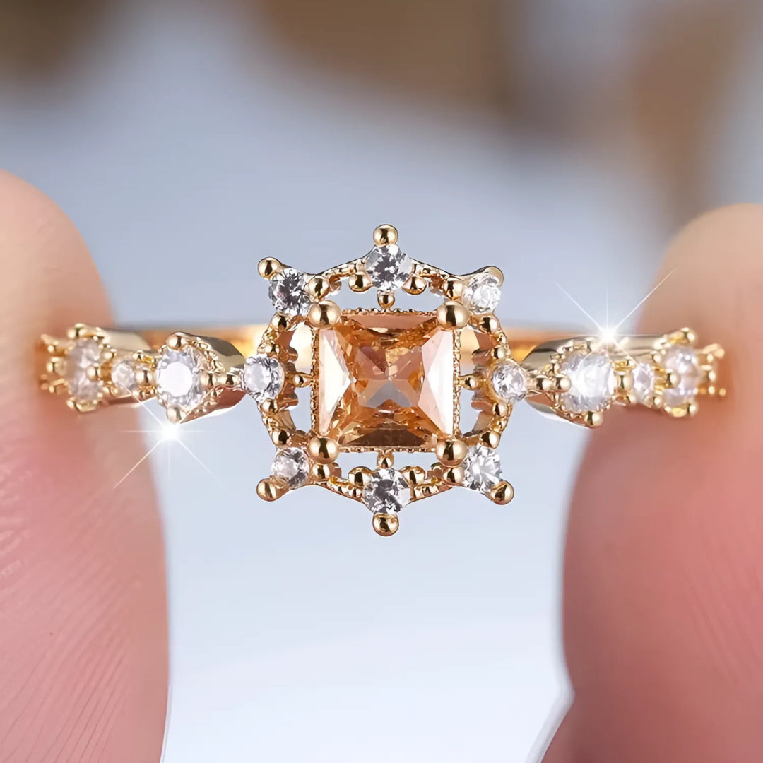 Silver Ring Women Gold Plated with Gemstone