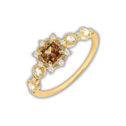 Silver Ring Women Gold Plated with Gemstone