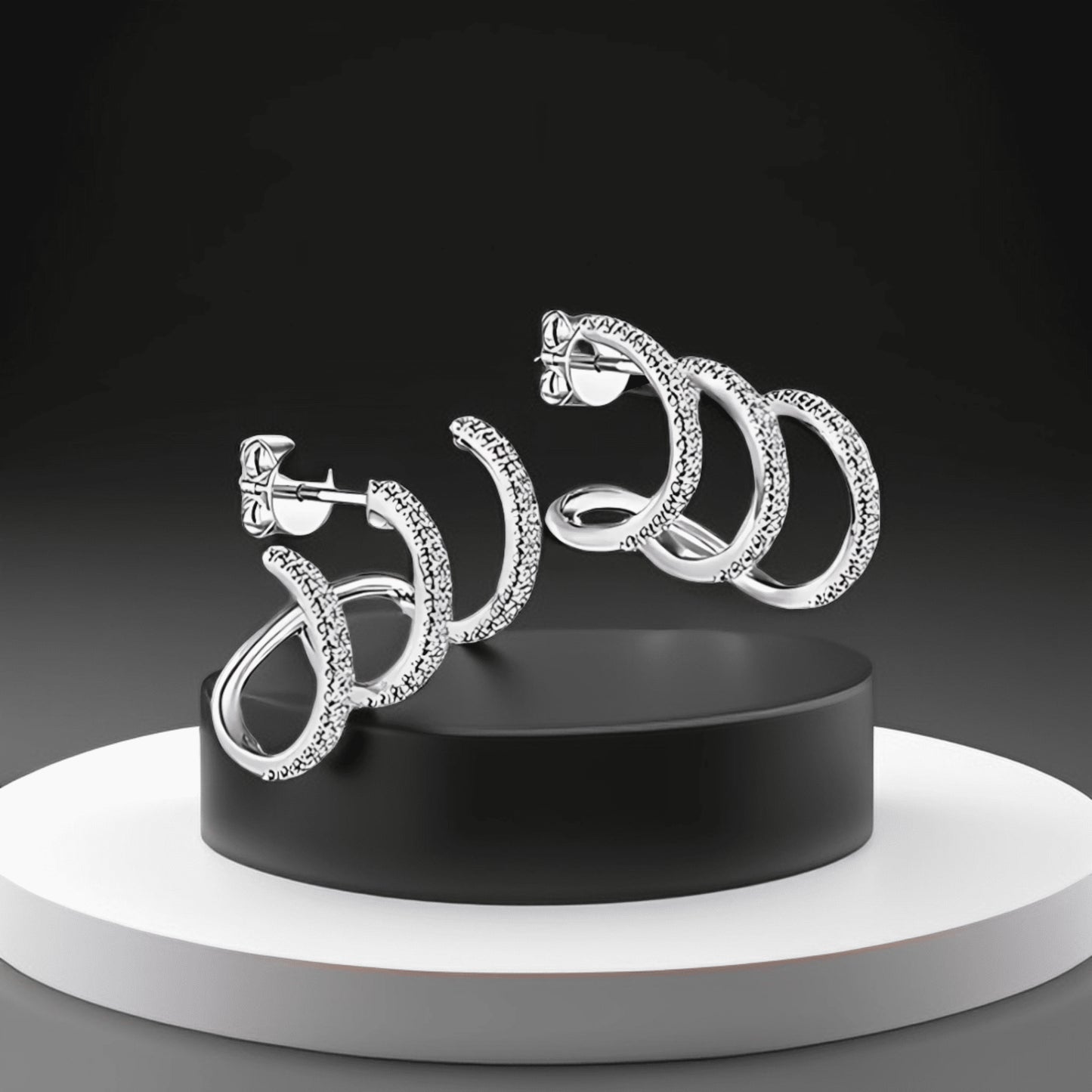 Trident Moon Silver Diamond-Set Women's Earring
