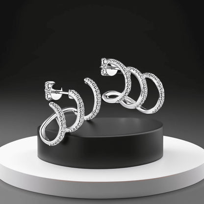 Trident Moon Silver Diamond-Set Women's Earring