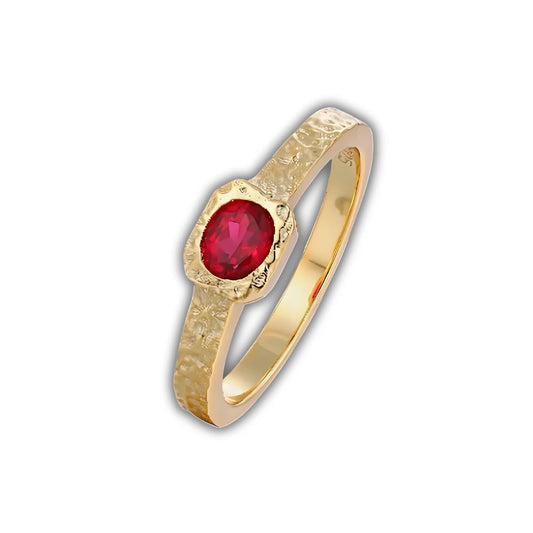 Red Soul Women's Ring in Gold-Plated Silver With Red Gemstone