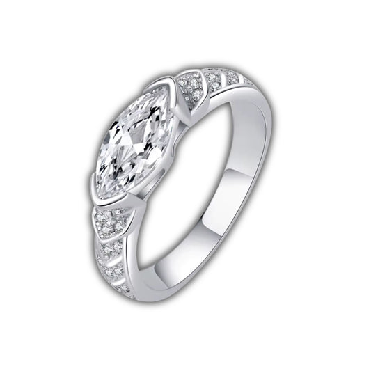 Silver Venus Ray Women's Ring with Natural Diamond